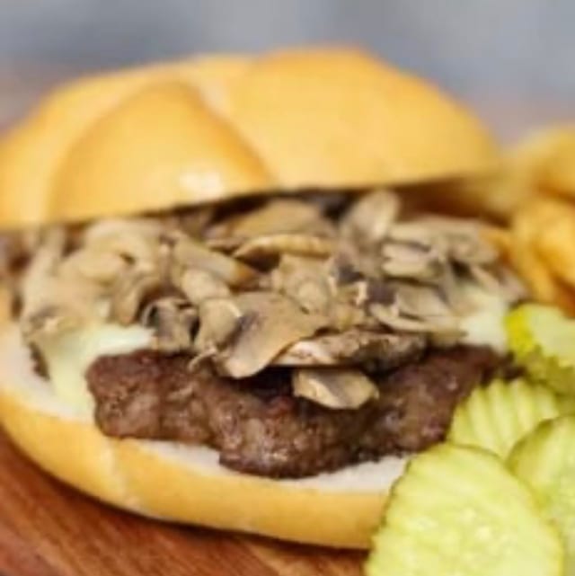 Mushroom Swiss Burger.